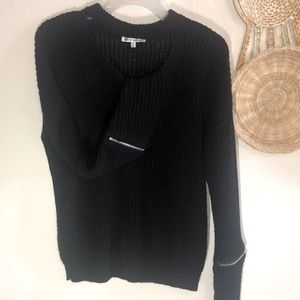 Black sweater with zipper sleeves